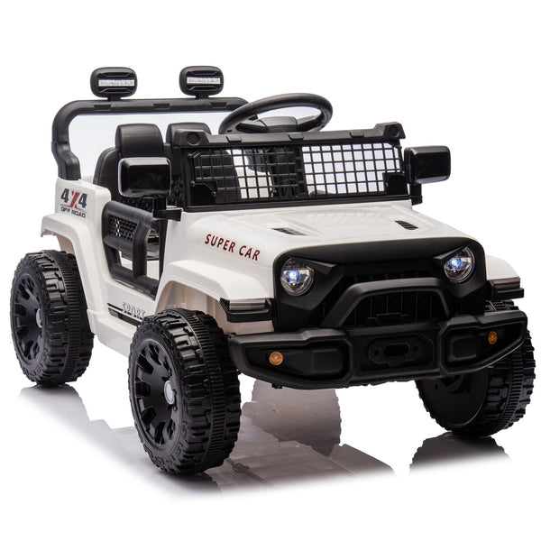 English Elm 24v Kids Ride on Car with Parental Remote Four Wheel Suspension Led Lights Bluetooth White W1578P235083