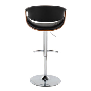 English Elm Mid-century Tufted Faux Leather Swivel Barstools with Chrome Base Set of 2 B202S01022