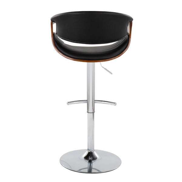English Elm Mid-century Tufted Faux Leather Swivel Barstools with Chrome Base Set of 2 B202S01022