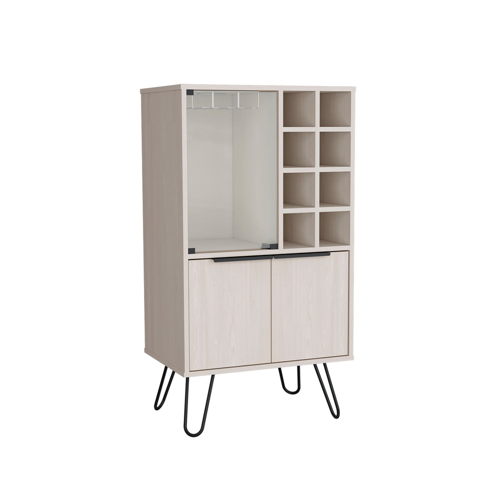 English Elm Aster Narrow 23" Double Door Bar Cabinet with 8-Bottle Wine Rack, 9 Stemware Slots, White Washed B200P235829