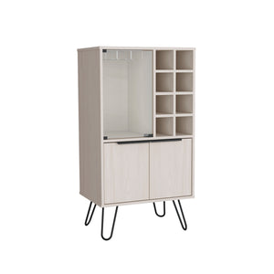 English Elm Aster Narrow 23" Double Door Bar Cabinet with 8-Bottle Wine Rack, 9 Stemware Slots, White Washed B200P235829