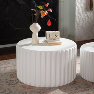English Elm Black Scalloped Nesting Coffee Tables Matte Sculptural Oval Set for Modern Living Rooms Cream White W3081P389060