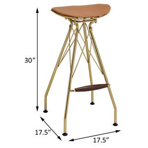 English Elm Whiskey Backless Bar Stools Set of 2 — Gold Frame, Saddle Seat Ergonomic Design with Footrest for Stylish Kitchen B062P186440