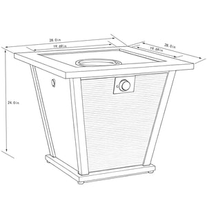 English Elm 28" Propane Gas Fire Pit Table - 50,000 Btu Steel Outdoor Heater For Patios & Courtyards, Brown W853P293849