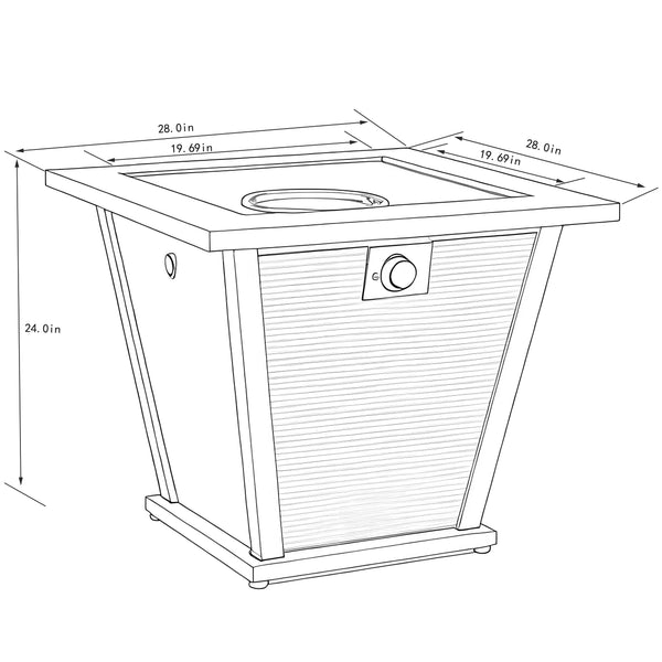 English Elm 28" Propane Gas Fire Pit Table - 50,000 Btu Steel Outdoor Heater For Patios & Courtyards, Brown W853P293849
