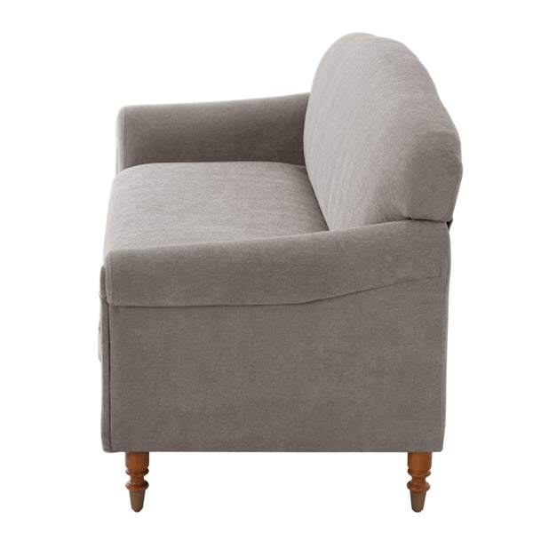 English Elm Modern Chenille Loveseat with Rolled Arms Pocket Spring Cushions and Rubberwood Legs Brown N763P362173D
