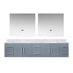 English Elm Dark Grey Double Bath Vanity With Carrara Marble Top & Led Mirrors - Stylish Storage Solution! B2731S00836