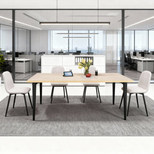 English Elm 63-Inch Farmhouse Industrial Dining Table Set With 4 Beige Chairs - Rustic Charm For Dining & Patio W2699S00065