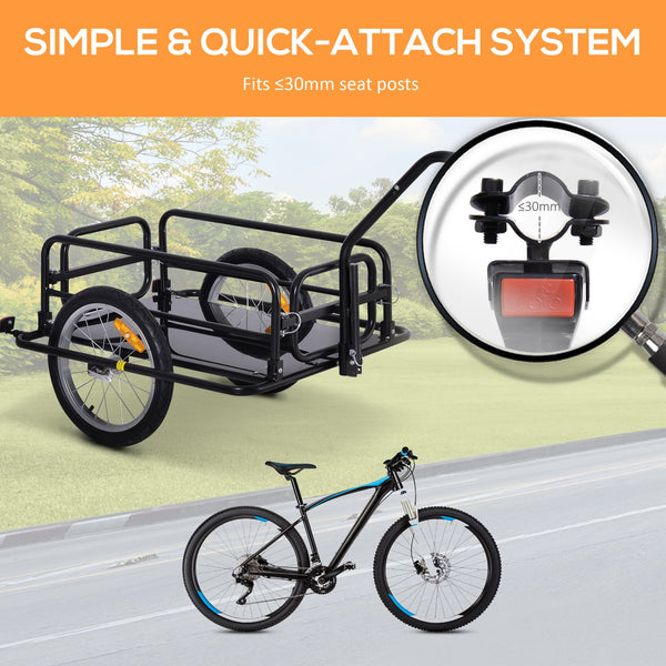 English Elm Aosom Steel Bike Cargo Trailer Foldable Flatbed Cart with 88 Lb Capacity Hitch W2225P200824