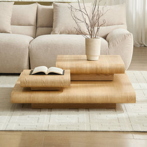 English Elm 3-piece Modular Mdf Coffee Table Sculptural Stacking Design for Modern Living Rooms W2582P451418