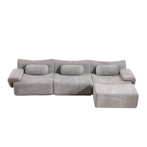 English Elm Modular Chenille Deep Seat Sectional Sofa with Bamboo Frame for Living Room Lounge Grey W1829S00072