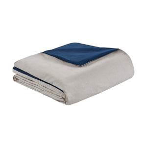 English Elm 7 Piece Faux Suede Comforter Set In Blue & Charcoal For Cal King – Cozy, Modern & Easy Care! B03596786