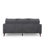 Christopher Knight Home® - Noble House - Roselle Contemporary 3 Seater Fabric Sofa, Charcoal And Espresso