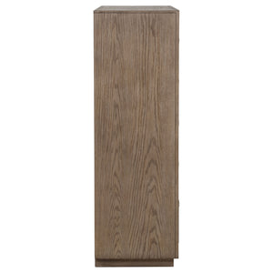 English Elm Gibbons Five Drawer Chest with Chrome Pulls and Mitered Trim for Modern Bedrooms B062P447735