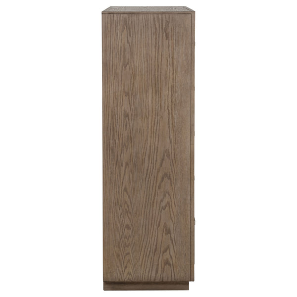 English Elm Gibbons Five Drawer Chest with Chrome Pulls and Mitered Trim for Modern Bedrooms B062P447735