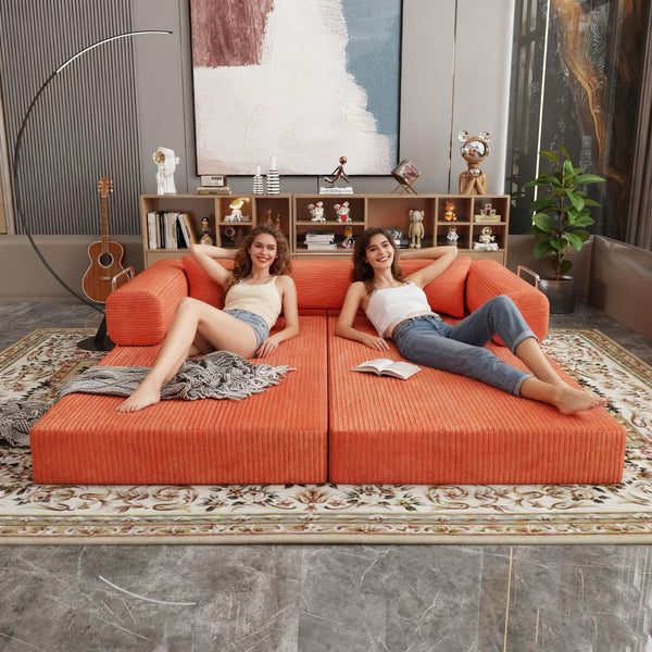 English Elm Double Convertible Corduroy Sleeper Sofa High Density Foam Wide Armrest Studio Bed W3064P245391