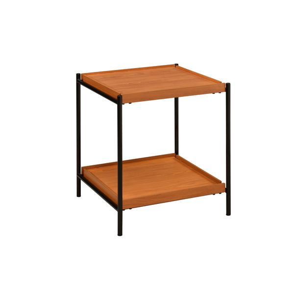 English Elm Honey Oak and Black End Table with Open Shelf, Sturdy Crossbar Frame, Versatile Rustic Modern Accent Piece B062P185645