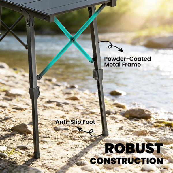 English Elm Robust Aluminum Alloy Folding Camp Table Adjustable Height Weather Resistant Outdoor T3971P500201