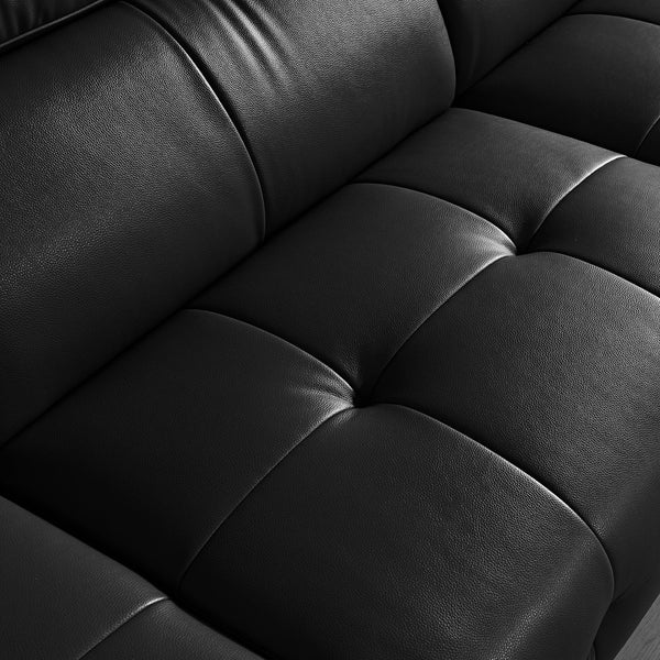 English Elm Genuine Top-grain Leather Three-seat Sofa with Reclining Backrests and Center Storage W1765S00130