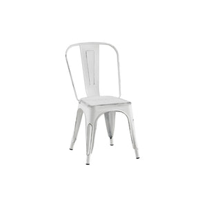 English Elm Set Of 4 Stackable Matte White Industrial Metal Dining Chairs - Modern, Easy-Clean, Lightweight Design B347P383364-GIGA