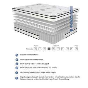 English Elm 12-inch Vela Promo Hybrid Queen Mattress with Breathable Quilted Cover, Green Tea Freshness, Plush Support White 16.5 L x 16.5 W x 80 H B011P213355
