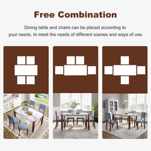 English Elm 5-Piece Counter Height Dining Set with Faux Marble Top and Upholstered Seats, Mid-Century Pub Charm Gray,White N752S000885E