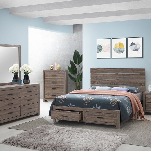 English Elm Sherwood Barrel Oak 5-Piece Queen Bedroom Set With Storage, Stylish Design, And Easy Assembly B062S01297-GIGA