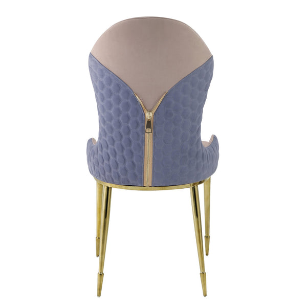 English Elm Tan Luxurious Wingback Dining Chairs Set of 2 – Lavender Honeycomb Exterior, Gold Frame, Ergonomic Sloped Arms B062P186451