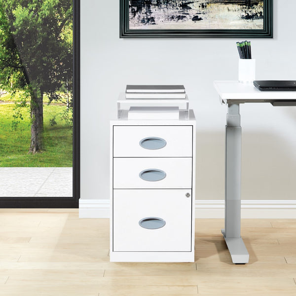 OSP Home Furnishings Metal File Cabinet White