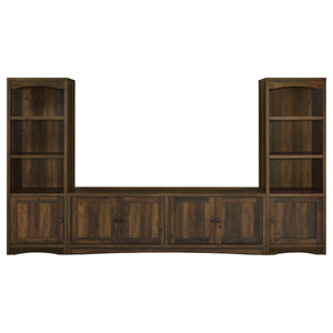 English Elm Sloat Matte Black Three Piece Entertainment Center with Media Towers for Large Tvs B062S01796