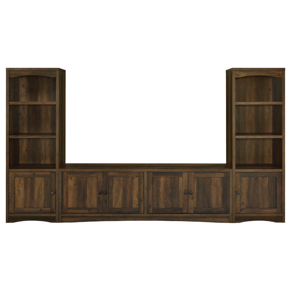 English Elm Sloat Matte Black Three Piece Entertainment Center with Media Towers for Large Tvs B062S01796