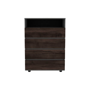 English Elm Alpine 4-Drawer Dresser — Triple-Tone Matt Gray, Kronos & Walnut Finish, Smooth-Glide Drawers, Compact Durable Storage B070P337044