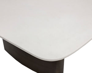 Sunpan Calida 98" Dining Table - Stylish Cream Faux Leather with Gold Stainless Steel Base for Elegance