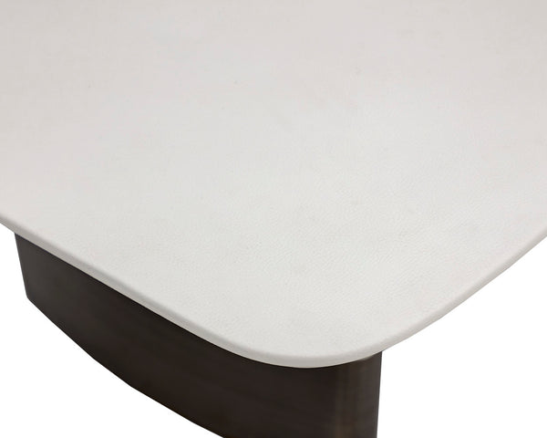 Sunpan Calida 98" Dining Table - Stylish Cream Faux Leather with Gold Stainless Steel Base for Elegance