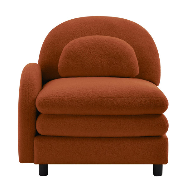 English Elm Vitoria Curved Modular Sectional Sofa in Plush Teddy Fleece with Retro Living Room Appeal W5656P454377