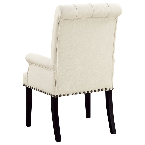 English Elm Vaughn Beige Upholstered Dining Arm Chair with Nailhead Trim, Tapered Legs, Premium Comfort & Style B062P331049