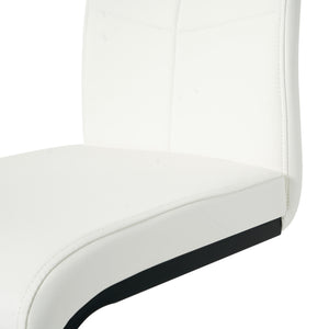 English Elm Modern White Pu Leather Dining Chairs with Black Metal Legs Ergonomic Set of 2 White Pu W210P199101