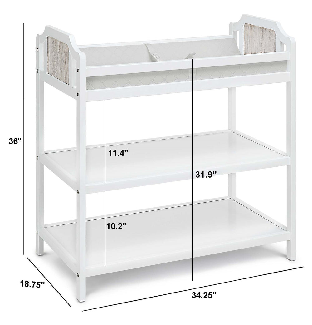 English Elm Brees Nursery Changing Table with Open Storage Shelves and Four Sided Safety Rail White+Gray B022P204829