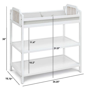 English Elm Brees Nursery Changing Table with Open Storage Shelves and Four Sided Safety Rail White+Gray B022P204829