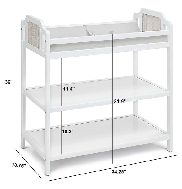 English Elm Brees Nursery Changing Table with Open Storage Shelves and Four Sided Safety Rail White+Gray B022P204829