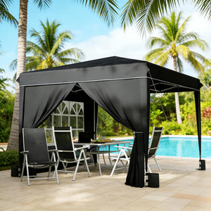 English Elm Convenient Pop up Canopy 10x10 Steel Frame Upf50 Oxford Roof with Sidewalls Included Black,White T3971P454703