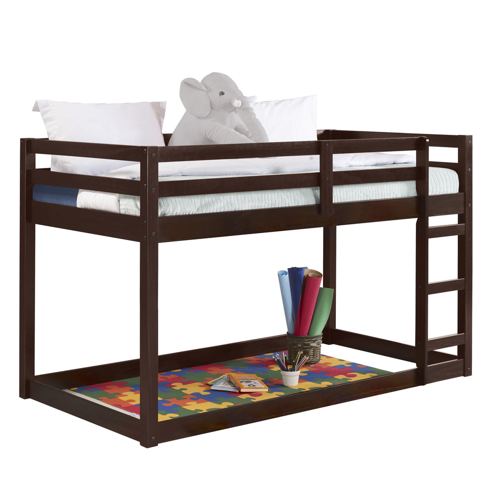 English Elm Gaston Twin Loft Bed in Espresso Finish with Built-In Right Ladder, 330 lb Capacity, Slat System B2726P279124