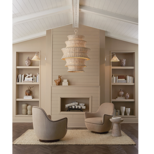 Basket White Swing-Arm Wall Sconce: Chic Coastal Design with Natural Woven Shade & Iron Frame