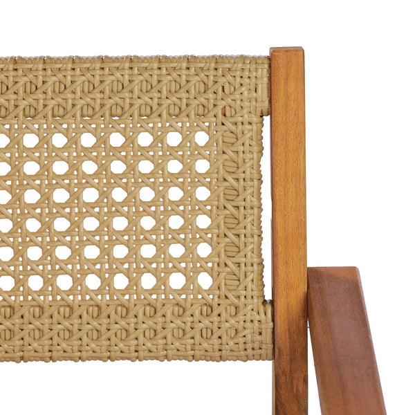 English Elm Dining Chair Set of 2 Wicker and Acacia Wood for Indoor or Covered Patio Use Teak N776P381115T