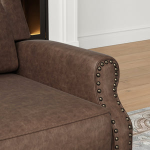 English Elm Faux Leather Pushback Recliner Coffee — Easy Tool-Free Setup, Lumbar Support, Soft Cleanable Finish T3623P379801