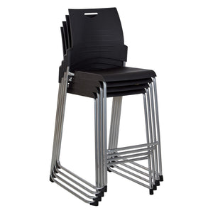 OSP Home Furnishings Tall Stacking Counter Height Chair with Steel Frame for Breakrooms and Training Spaces Black DC8309C4-3