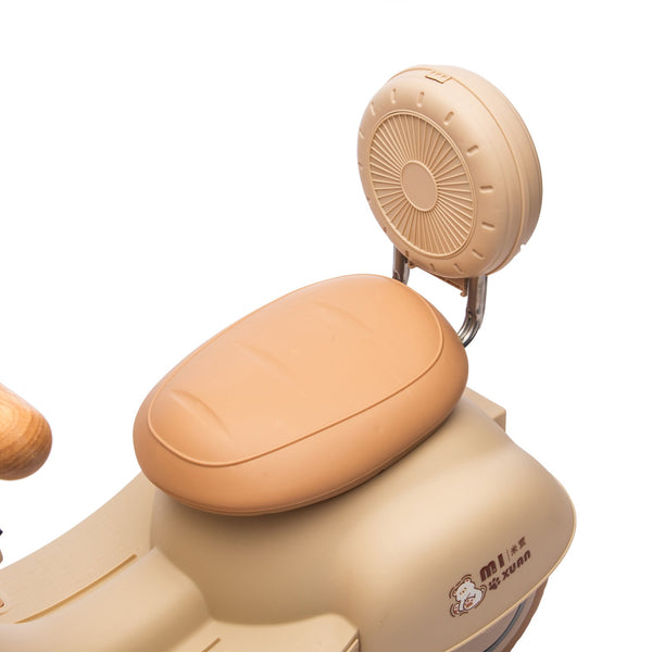 English Elm 12v Kids Electric Tricycle Toddler Ride on Scooter Wooden Handle Parental Remote Control Beige W1578P381432