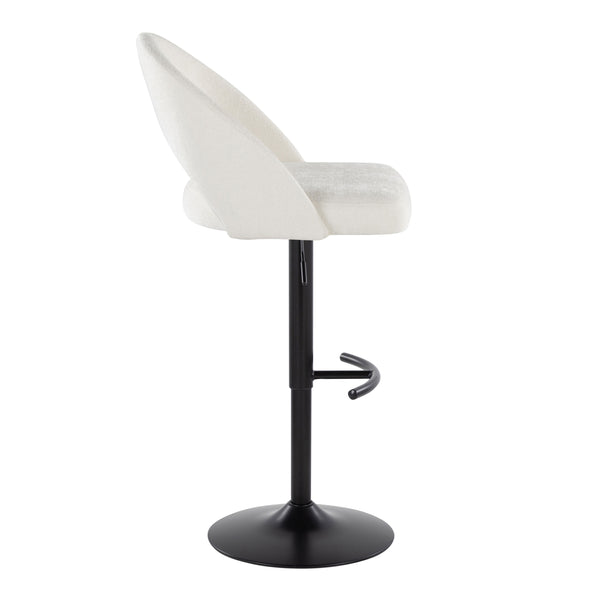 English Elm Adjustable Swivel Barstools Set of 2 Fabric Seat Black Metal Base Kitchen Counter B202S02002