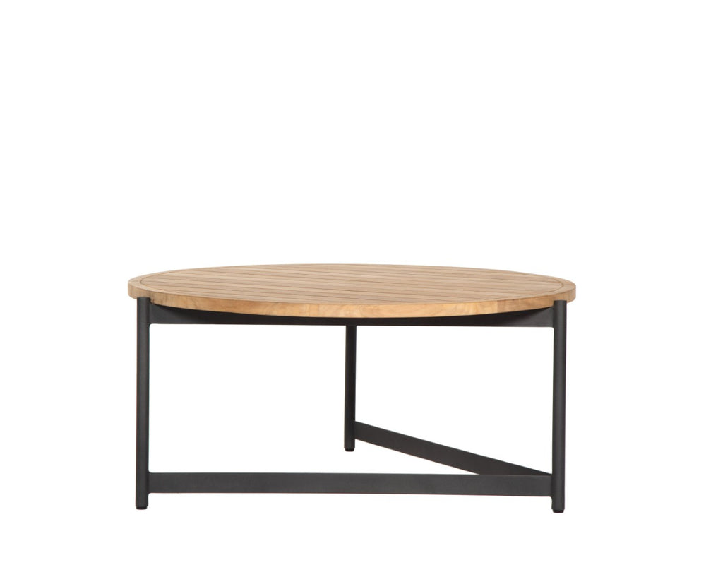 Sunpan AMALFI Coffee Table - Large Natural Teak & Black Aluminum Frame for Contemporary Indoor & Outdoor Use 109455