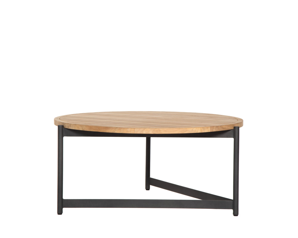 Sunpan Amalfi Coffee Table - Modern Outdoor Elegance with Durable Teak Wood Top and Black Aluminum Frame Large - 36W x 36D x 17H